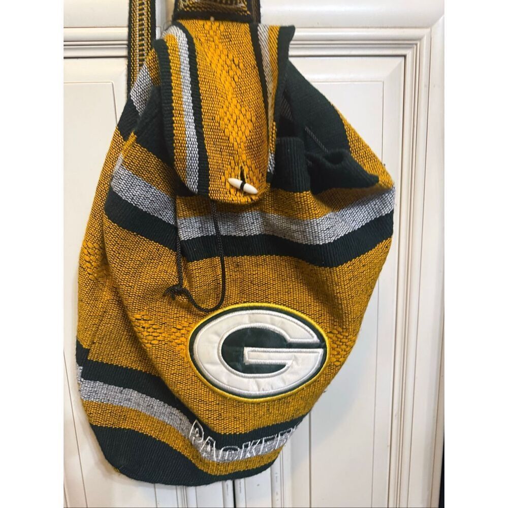 Unisex Large Yellow Black Striped Green Bay Packers NFL Woven Baja Backpack Bag